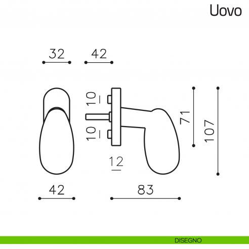 Maniglia per finestra martellina DK Uovo Olivari disegno