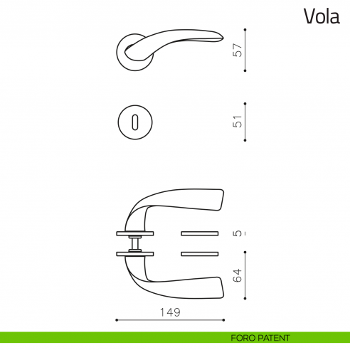 Maniglia per porta Vola Olivari foro patent