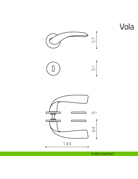 Maniglia per porta Vola Olivari foro patent