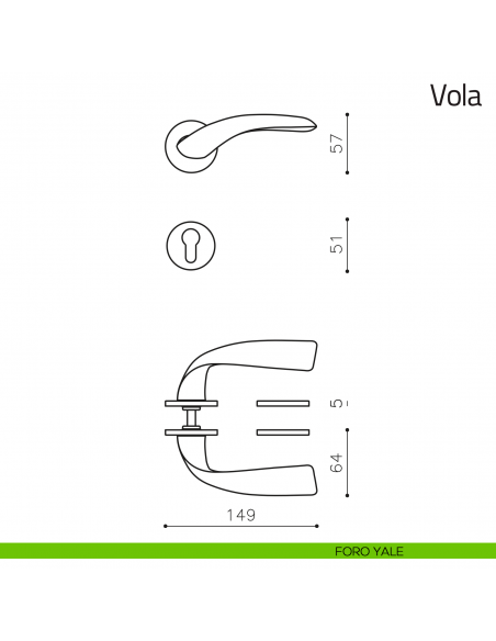 Maniglia per porta Vola Olivari foro yale