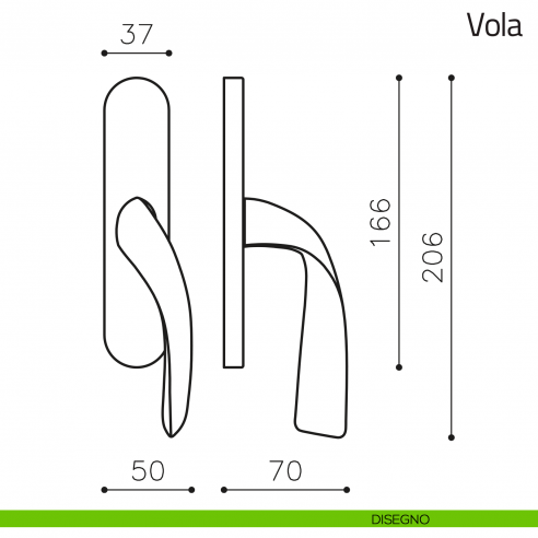 Maniglia per finestra cremonese Vola Olivari disegno