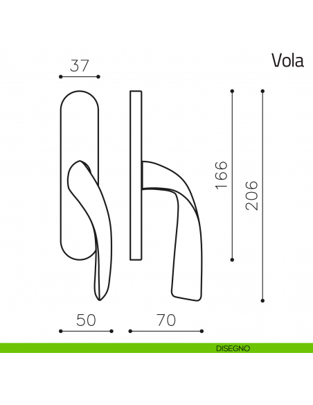Maniglia per finestra cremonese Vola Olivari disegno