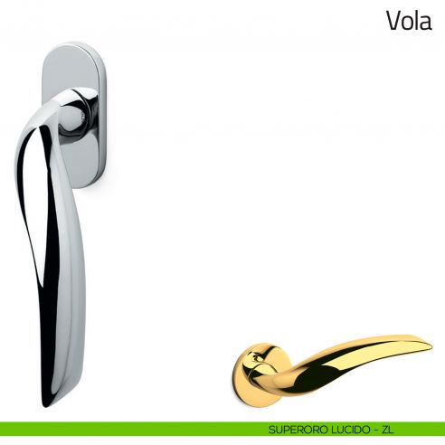 Maniglia per finestra martellina DK Vola Olivari superoro lucido