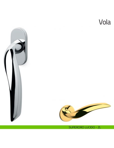 Maniglia per finestra martellina DK Vola Olivari superoro lucido