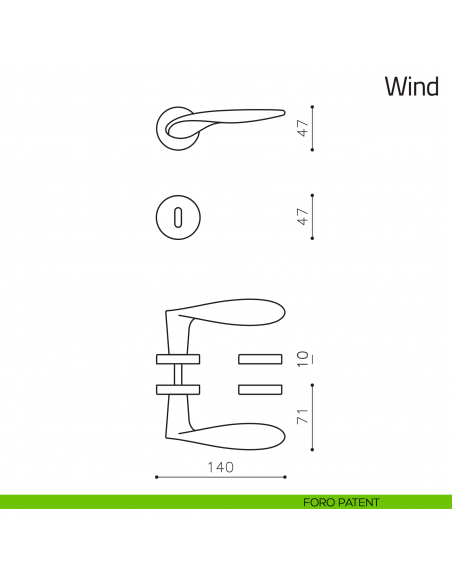 Maniglia per porta Wind Olivari foro patent