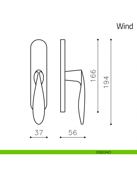 Maniglia per finestra cremonese Wind Olivari disegno