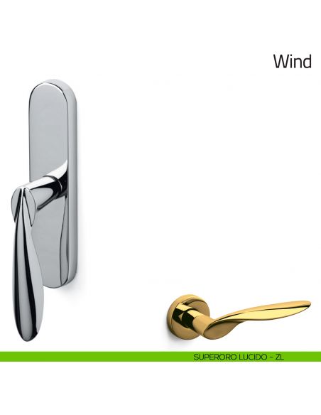 Maniglia per finestra cremonese Wind Olivari superoro lucido