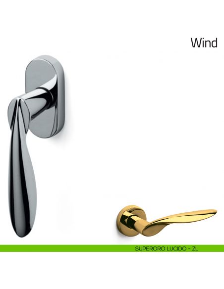 Maniglia per finestra martellina DK Wind Olivari superoro lucido