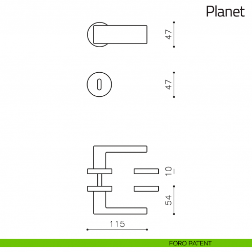 Pomolo per porta zancato Planet Olivari foro patent