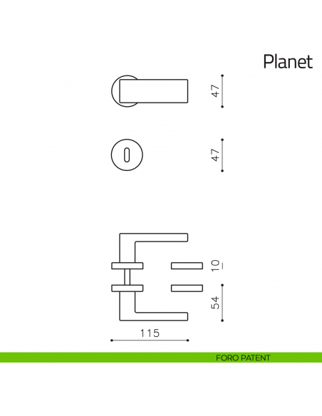 Pomolo per porta zancato Planet Olivari foro patent