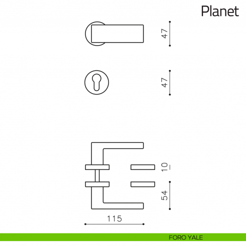Pomolo per porta zancato Planet Olivari foro yale