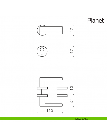 Pomolo per porta zancato Planet Olivari foro yale