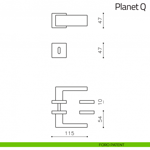 Maniglia per porta Planet Q Olivari foro patent