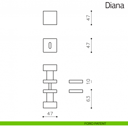 Pomello per porta Diana girevole Olivari foro patent