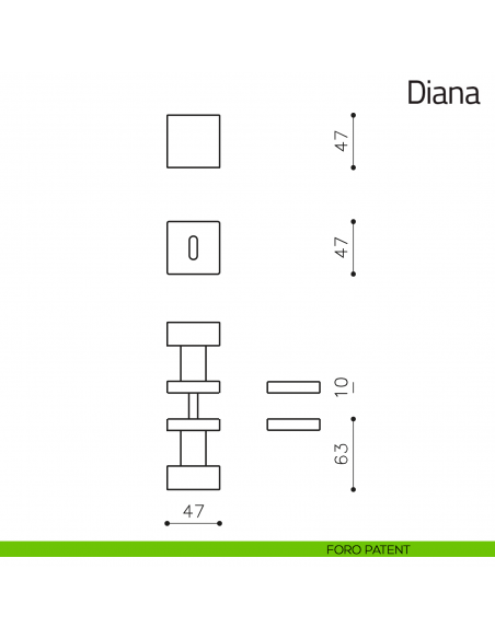 Pomello per porta Diana girevole Olivari foro patent
