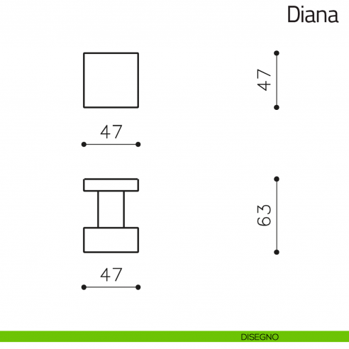 Pomello per porta Diana fisso Olivari disegno