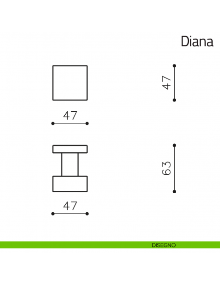 Pomello per porta Diana fisso Olivari disegno