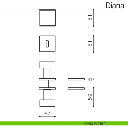 Pomello per porta Diana girevole Olivari bassa foro patent