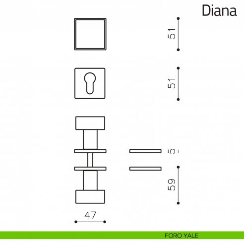 Pomello per porta Diana girevole Olivari bassa foro yale