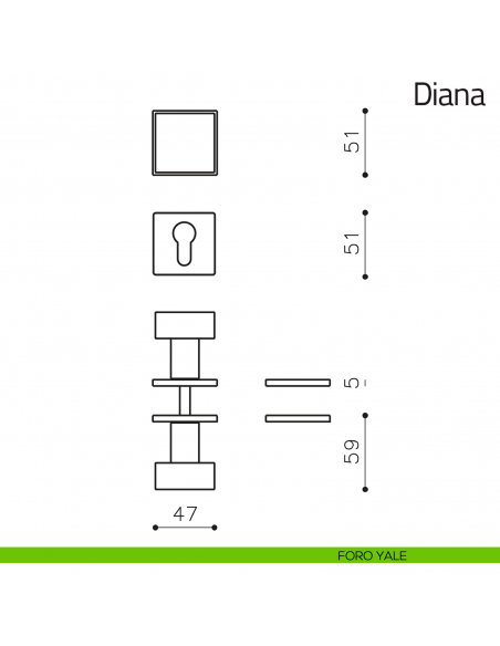 Pomello per porta Diana girevole Olivari bassa foro yale