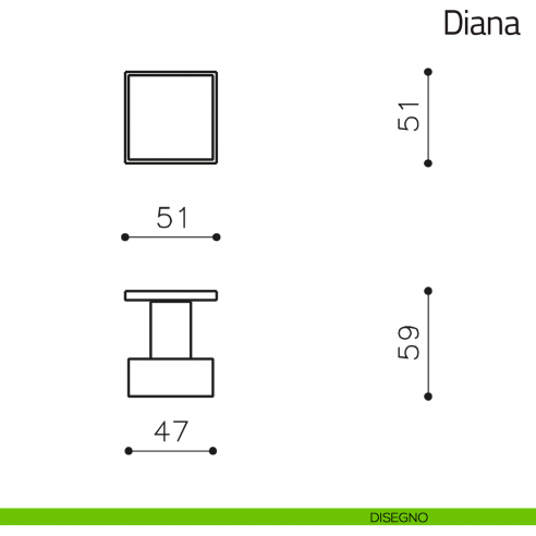 Pomello per porta Diana fisso Olivari bassa disegno