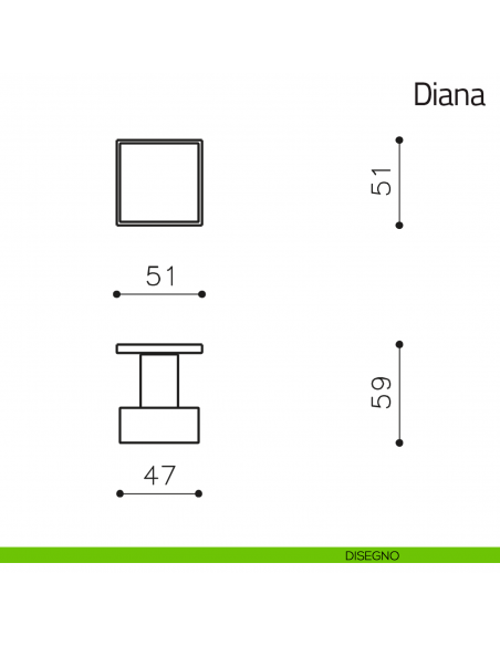 Pomello per porta Diana fisso Olivari bassa disegno
