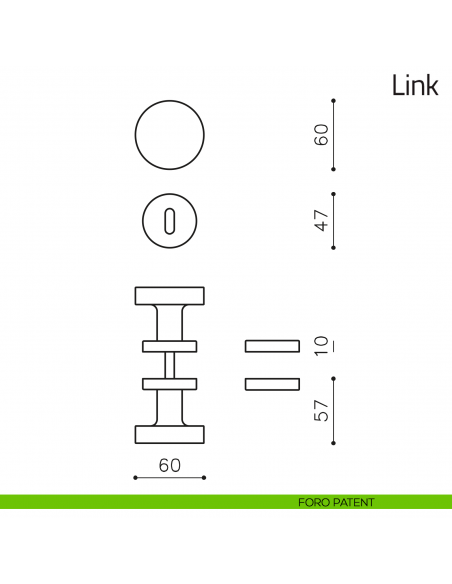 Pomello per porta Link girevole Olivari foro patent