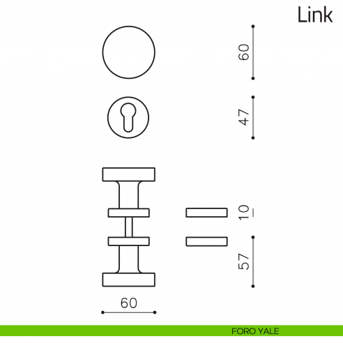 Pomello per porta Link girevole Olivari foro yale