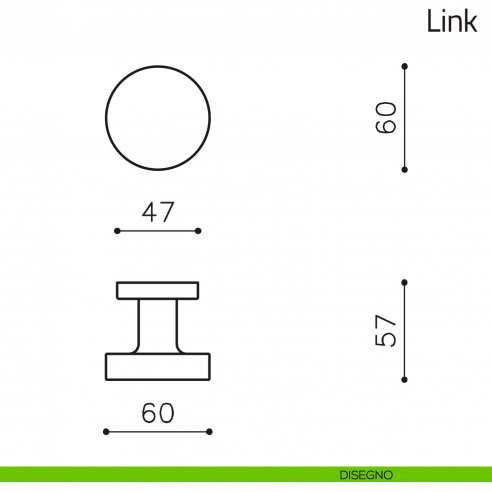 Pomello per porta Link fisso Olivari disegno