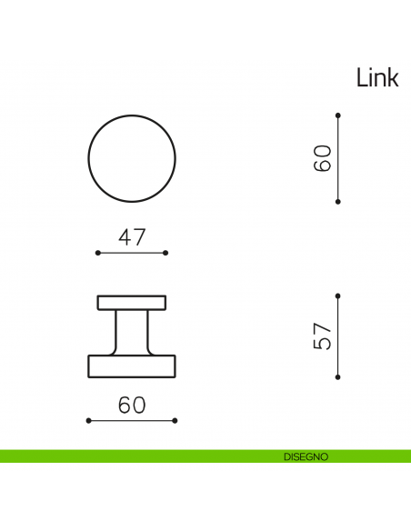 Pomello per porta Link fisso Olivari disegno