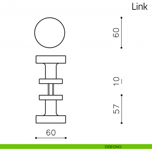 Pomello per porta in vetro Link Olivari disegno