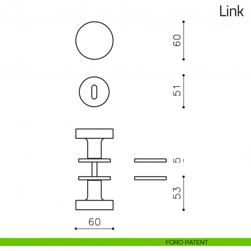 Pomello per porta Link girevole Olivari bassa foro patent