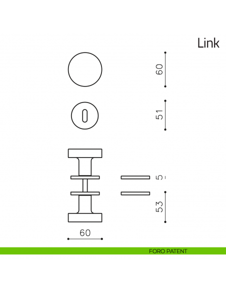 Pomello per porta Link girevole Olivari bassa foro patent
