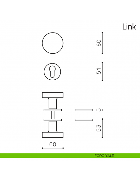 Pomello per porta Link girevole Olivari bassa foro yale