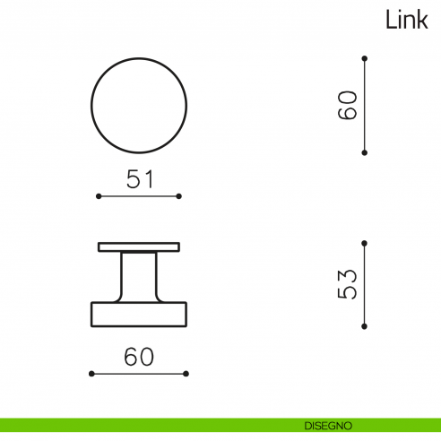 Pomello per porta Link fisso Olivari bassa disegno