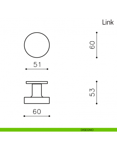Pomello per porta Link fisso Olivari bassa disegno