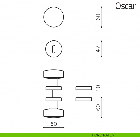 Pomello per porta Oscar girevole Olivari foro patent