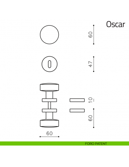 Pomello per porta Oscar girevole Olivari foro patent