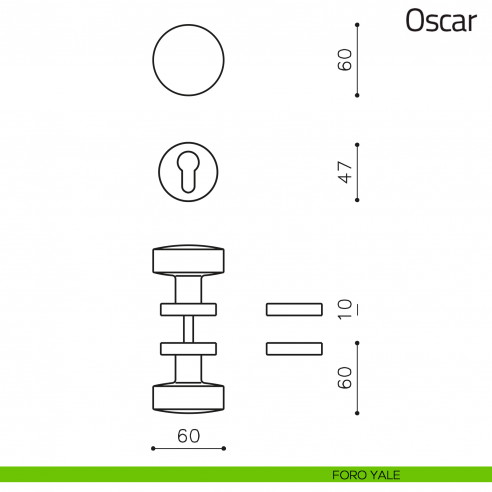 Pomello per porta Oscar girevole Olivari foro yale