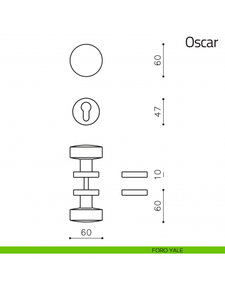 Pomello per porta Oscar girevole Olivari foro yale