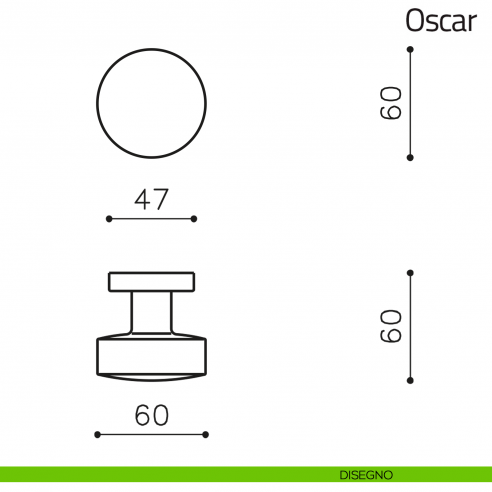 Pomello per porta Oscar fisso Olivari disegno