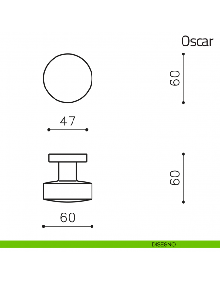 Pomello per porta Oscar fisso Olivari disegno