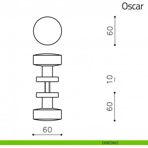 Pomello per porta in vetro Oscar Olivari disegno
