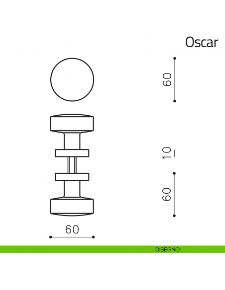 Pomello per porta in vetro Oscar Olivari disegno