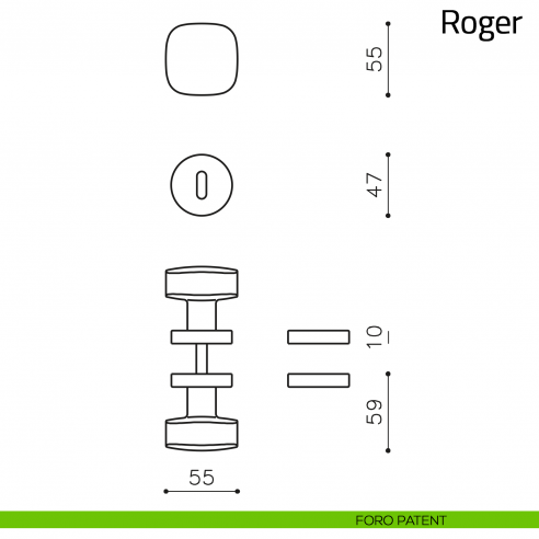 Pomello per porta Roger girevole Olivari foro patent