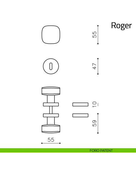 Pomello per porta Roger girevole Olivari foro patent