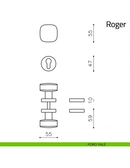 Pomello per porta Roger girevole Olivari foro yale