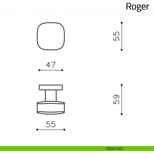 Pomello per porta Roger fisso Olivari disegno