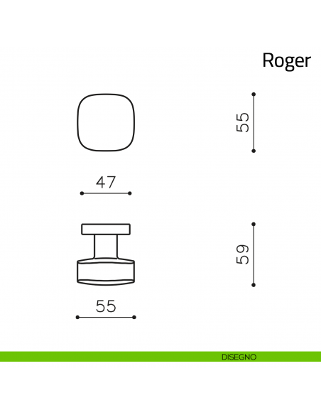 Pomello per porta Roger fisso Olivari disegno