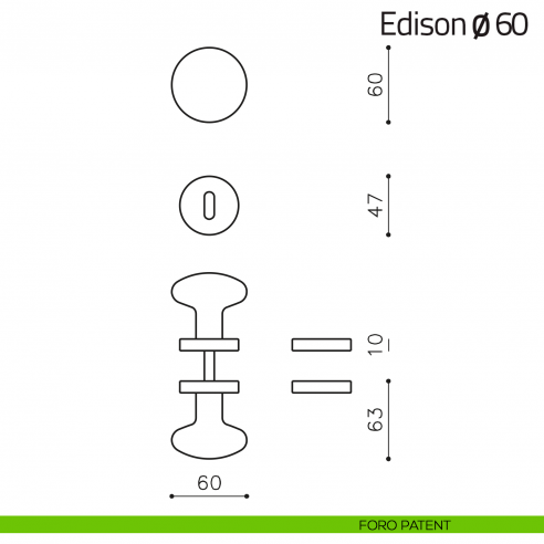Pomello per porta Edison ø60 girevole Olivari foro patent